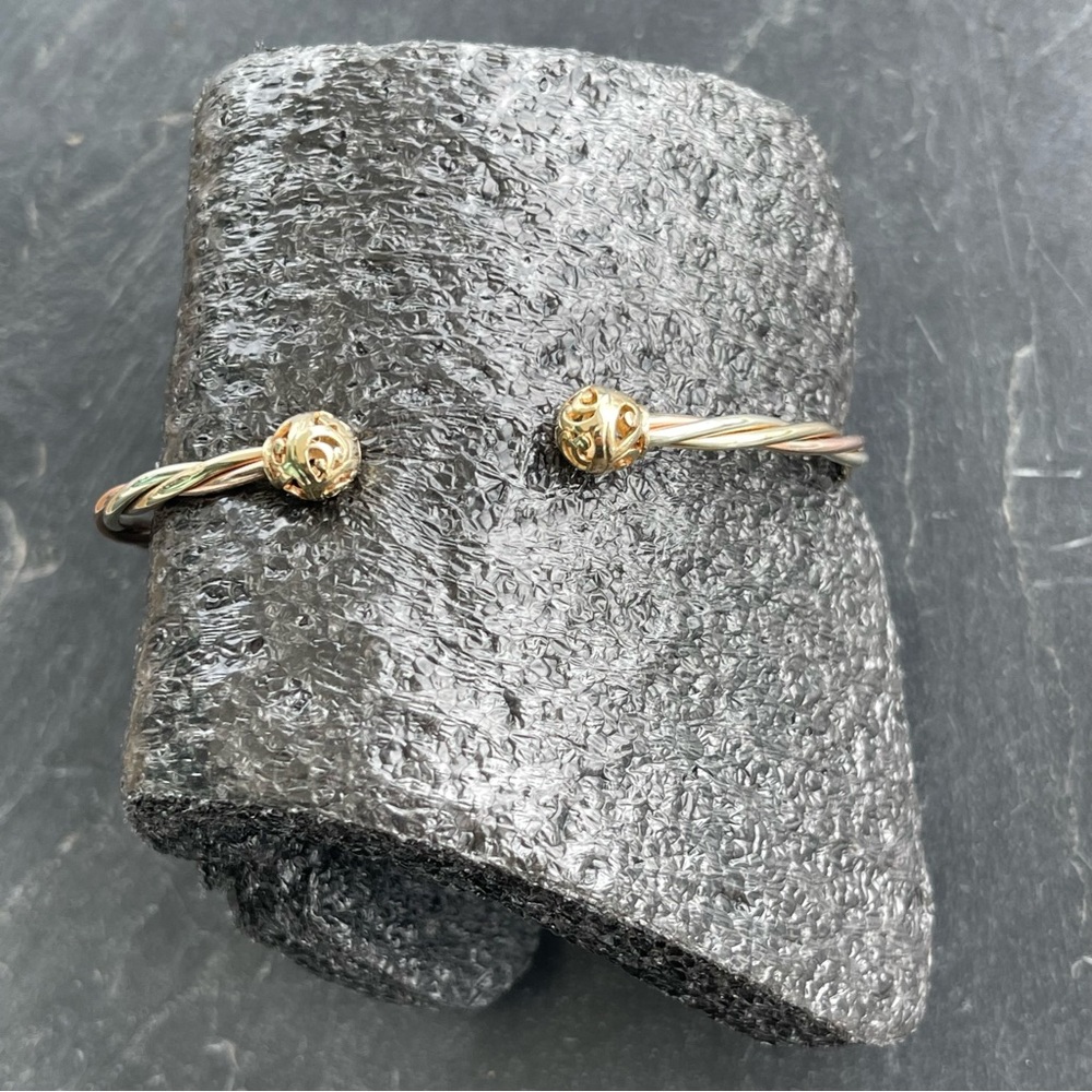 14kt. Yellow White & Rose gold cuff bracelet